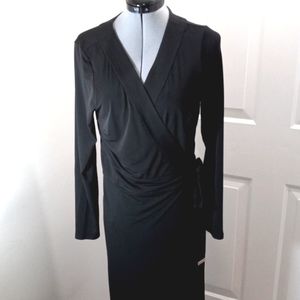 Thalia Sodi, Sz Med True Wrap Black Midi Dress